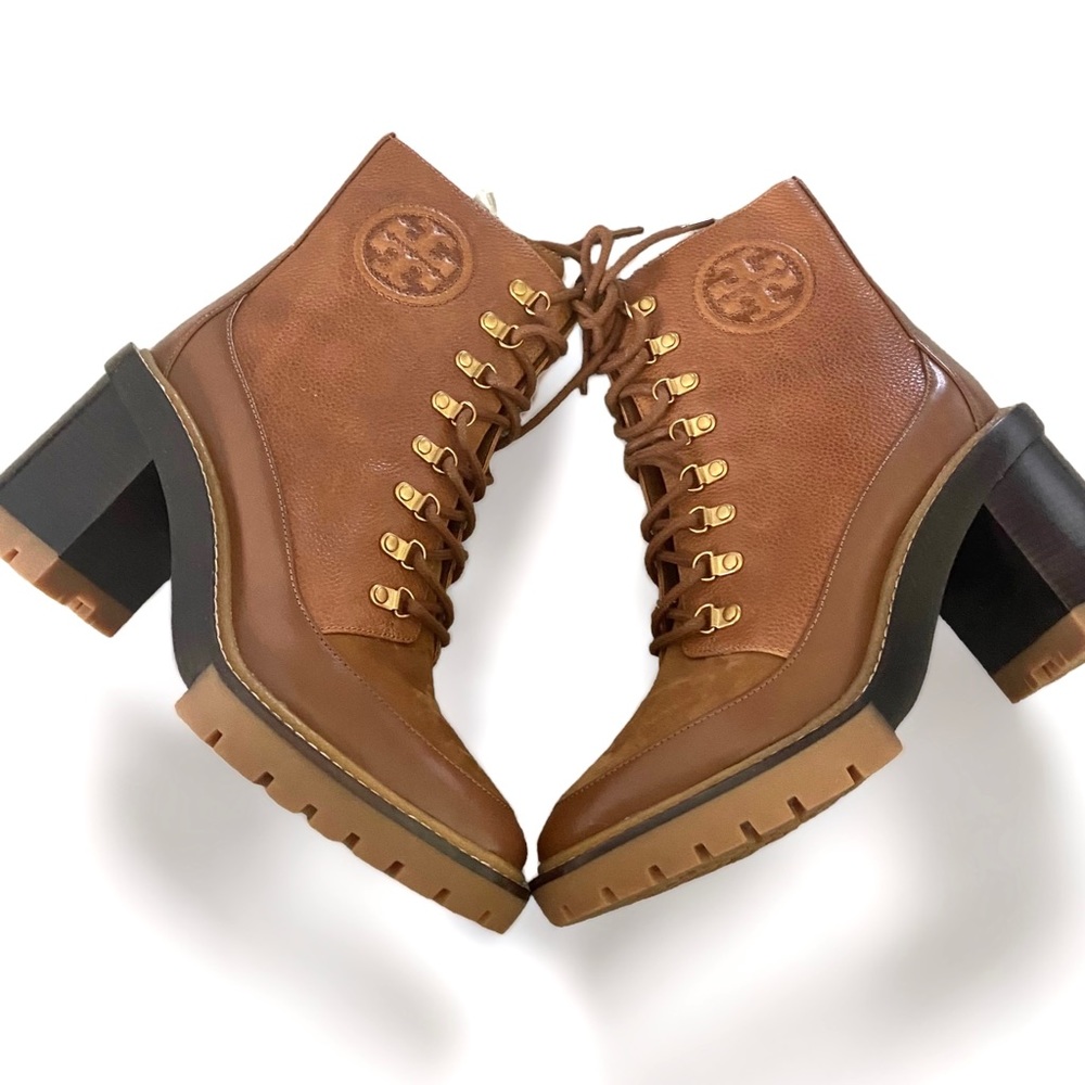 Tory Burch Tan Lace-Up Ankle Booties